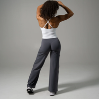 Leggings de sport taille mi-haute pour femme avec logo personnalisé, effet froncé fessier dissimulé, sans couture avant, coupe large, pour le yoga et le fitness