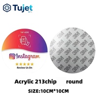 Umweltfreundliche Acryl/PVC NFC Bewertungskarten Feedback-Aufkleber Ntag213 Chip UV-Druck Blau/Weiß 10x10mm für Google-Bewertungen