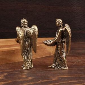 Figurine d'ange en laiton, sculpture de personnage, ornement d'ange gardien avec ailes, 1 pièce - Product Image 4
