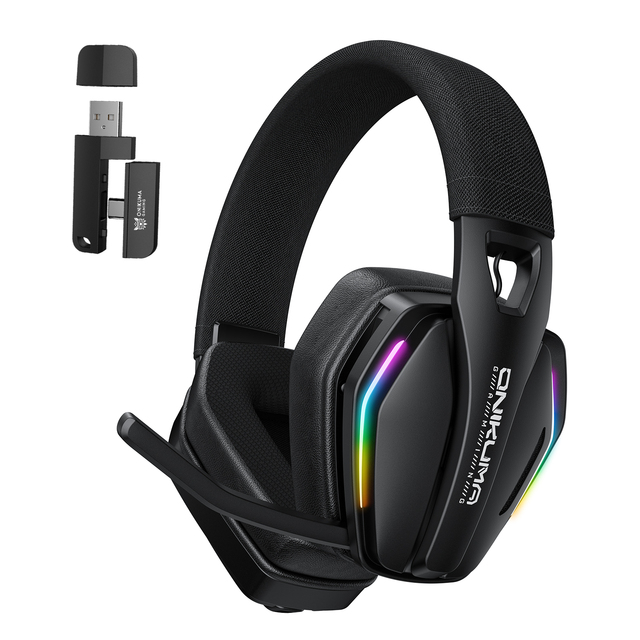 ONIKUMA GT826 Over Ear 2.4GHz Game Headset With Microphone Gaming Headset RGB Gamer Headphone BT