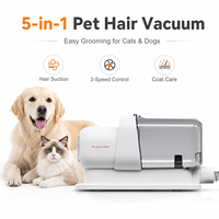 Kit de toilettage pour animaux de compagnie professionnel 5 en 1 avec moteur 300W, filtration HEPA et tondeuse électrique, brosse de démêlage pour chats et chiens