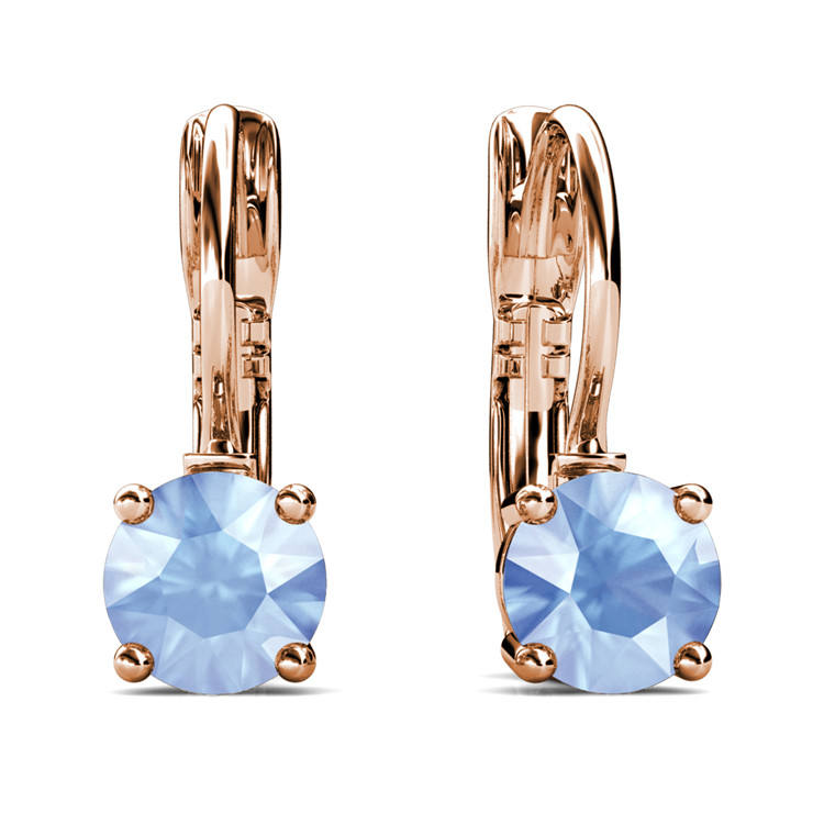 Brass With 18k Rose Gold Plated Air Blue Opal Earrings