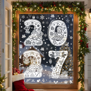 Adesivi Statici per Finestre Natalizi 2026 2027, Fiocchi di Neve, Renne, Decorazioni Invernali per Vetri, <span class=keywords><strong>Capodanno</strong></span>, Vendita all'Ingrosso - Product Image 2