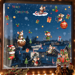 Adornos Navideños de Ratones Pequeños y Lindos para Ventanas, Decoraciones para Escaparates, Puertas de Vidrio y Uso Doméstico - Product Image 2
