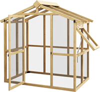 Serre de plain-pied en bois et polycarbonate, maison verte de passe-temps encadrée de cèdre, serre en bois pour l'extérieur
