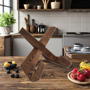 Ferme rustique <span class=keywords><strong>support</strong></span> en <span class=keywords><strong>bois</strong></span> à deux niveaux comptoir de cuisine créatif porte-<span class=keywords><strong>recette</strong></span> pour cuisinier livres vaisselle Type boîte de vaisselle - Product Image 5