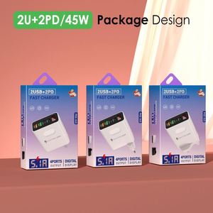 อะแดปเตอร์ชาร์จผนังแบบดิจิตอล LED 45W รุ่นใหม่ 5V 3.1A 2USB 2Type-C 4 พอร์ต ชาร์จเร็ว OTP สำหรับ Apple Samsung Xiaomi - Product Image 6