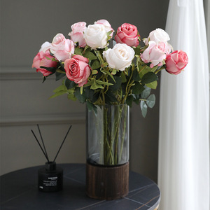 Flores Artificiales de Rosa, Arreglo Floral de Seda de 10cm-30cm, Decoración para Sala de Estar, Exhibición en Jarrón - Product Image 2