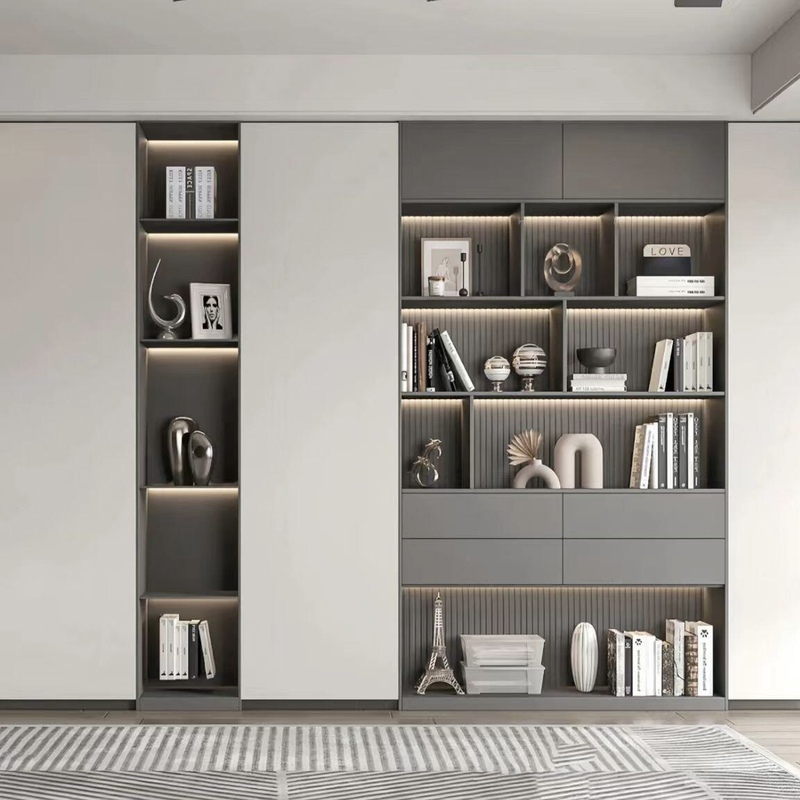 Solid Wood Built in Bookcase System