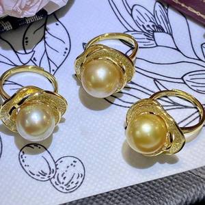 แหวนมุกทองธรรมชาติ 11-12 มม. งานฝีมือทอง K ประดับด้วยเงินแท้ 925 สีโรส 100% ธรรมชาติ มาพร้อมกล่องของขวัญ - Product Image 2