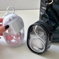 Étui de protection portable en PVC transparent pour câble de chargeur de téléphone, écouteurs, sacs de rangement ronds de voyage avec crochet