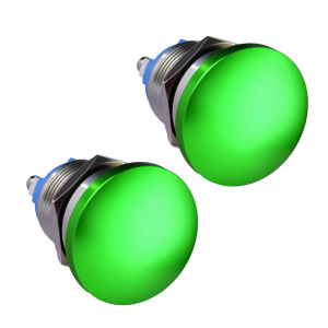 Interruptor de botón pulsador momentáneo tipo hongo de 16mm, 19mm, 22mm, metálico, 5A 250V, de acero inoxidable, IP65, impermeable, normalmente abierto, con rearme automático. - Product Image 2