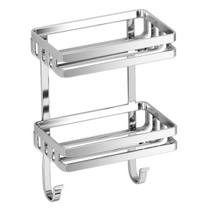 Estante de baño de acero inoxidable, tira plana de 8 mm, tipo gancho cromado, estante de almacenamiento sin perforaciones para suministros de baño - Product Image 2