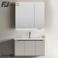 Miroir LED mural moderne en acier inoxydable de 80-100 cm avec porte-mouchoirs intégré en céramique pour villa, appartement, hôtel