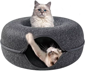 Nuevo diseño de accesorios para productos para mascotas, fieltro lavable personalizado, juguete para gatos, Donut, túnel para gatos, cama, Donut, cueva para gatos - Product Image 4