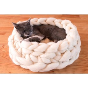 Cesta hecha a mano para mascotas, cama para gatos de ganchillo, muebles de poliéster, sofá de punto grueso, cueva para gatos, nido, casa para mascotas - Product Image 3