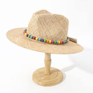 Belle qualité paille fedora femmes <span class=keywords><strong>panama</strong></span> chapeaux large bord herbe naturelle plage été chapeau de soleil pour la protection solaire - Product Image 4