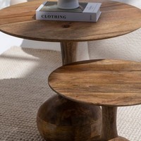 Salon chambre fabriqué à la main Elevate déco hôtel créant vraiment des Tables rondes de centre de nidification en bois de mangue uniques