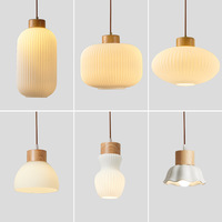 Lámpara de Techo Estilo Zen Antiguo para Restaurante Japonés, Lámpara de Noche de Vidrio con Suspensión LED para Habitaciones Tatami y Hoteles