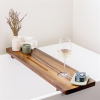 Plateau de bain en bois d'acacia avec emplacements pour vin et bougie, accessoire de spa pour baignoires autoportantes