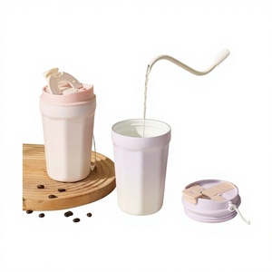 Taza de Café de Acero Inoxidable, Taza Térmica con Revestimiento Interior de Cerámica, Taza para Auto, Botella de Agua Portátil con Pajita, 400 ml, Mantiene la Temperatura Fría de 12 a 24 Horas, Unisex - Product Image 1