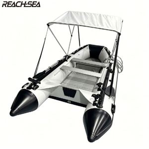 Bote Inflable <span class=keywords><strong>de</strong></span> 3.8m <span class=keywords><strong>para</strong></span> 6 Personas con Plataforma <span class=keywords><strong>de</strong></span> Aluminio en Venta, Rescate Reachsea OEM ODM Color Blanco y Negro - Product Image 1