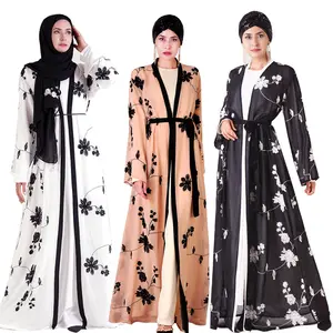 Cheap Price Custom Kaftan Femmes Robe Musulmane Modest Dress for Muslim Women Chiffon cardigan Dress Kimonos Dubai Open Abaya