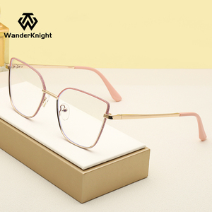 Sáng bóng Cat Eye Acetate kim loại kính khung kính khung kính quang học thiết kế mới kính khung màu xanh ngăn chặn ánh sáng - Product Image 4