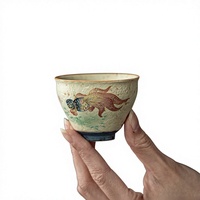 Tasse à thé en porcelaine bleue et blanche avec glaçure rouge feu, en forme de bourgeon, motif jade abondant, style antique, tasse de méditation, luxe léger