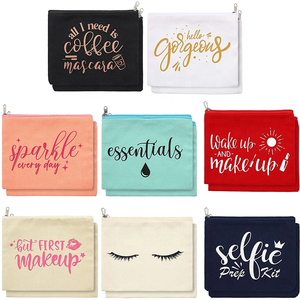 Mini toile de maquillage logo pour femmes sublimation trousse de toilette trousse de toilette avec fermeture éclair pochette de voyage personnalisée - Product Image 4