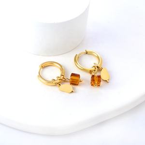 <span class=keywords><strong>Pendientes</strong></span> de acero inoxidable 316L para niños, <span class=keywords><strong>pendientes</strong></span> de <span class=keywords><strong>aro</strong></span> con colgante de corte <span class=keywords><strong>Mango</strong></span> de diamante cuadrado champán personalizados para mujer, joyería DIY - Product Image 3