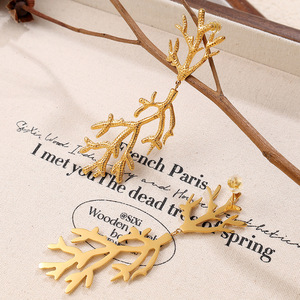 Golden <b>Tree</b> <b>Branch</b> Drop Earrings Zinc Alloy Stud Earrings For Women Party Fashion Jewelry EH905 - Product Image 2