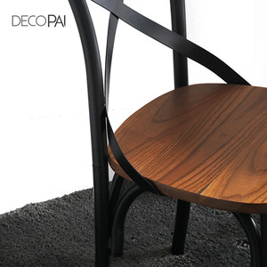Salon <span class=keywords><strong>industriel</strong></span> bistro cafe restaurant ELM siège meubles cadre dos croisé KD en bois chaise de salle à manger en métal - Product Image 3