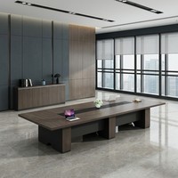 Table de conférence moderne de grande taille en MDF E1, bureau de réunion avec gestion intégrée des câbles, mobilier de salle de réunion, table de PDG