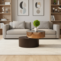 Table basse moderne en MDF et acier inoxydable rotative pour salon, modèle Yinxing 677