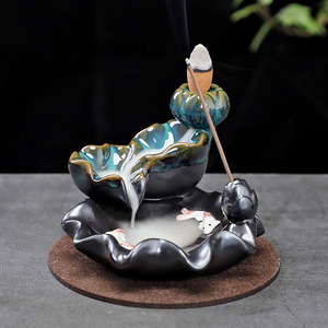Brûleur d'encens à refoulement artisanal de style nouveau, en céramique créative, pour aromathérapie, support religieux pour bois de santal, pour la maison et l'intérieur - Product Image 2