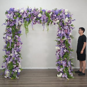 Arco de flores rectangulares para ceremonia de boda, arco de flores de seda morada, decoración para bodas - Product Image 1
