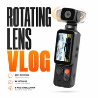 Kamera Saku Mini 4K Handheld DV Camcorder Layar IPS 1.90 inci Sinkronisasi WiFi 2.4G Aplikasi Pintar 128G Dapat Diperluas Sudut Pandang 170 Derajat
