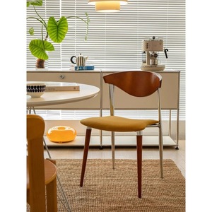 Chaise de salle à manger en bois massif rétro nordique, rembourrée, pour la maison - Product Image 3