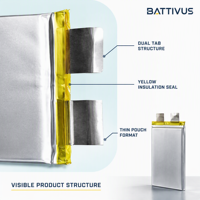 Batterie LiPo polymère au lithium BATTIVUS 5000mAh 3.7V 30C à décharge élevée, cellule en pochette 150x50x7mm 117g pour pack de batterie d'outils électriques