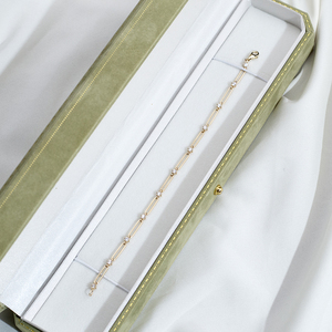 MSB-662 Messi Jewelry สร้อยข้อมือแบบปรับแต่งได้ ทองคำ 14k ลายโซ่แบบ Paperclip ประดับเพชรทรงกลมแบบ Prong‑Set - Product Image 4