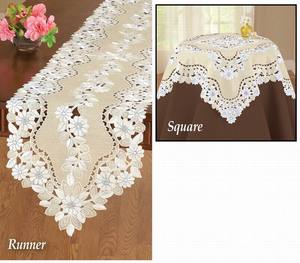 Tessuto di raso fiore tovaglia ricamata e tenda con pizzo e intaglio - Product Image 6