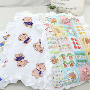 Pastoral Style Lace Trimmed Pet Mat Cotton Fleece Lined Reversible Floral Print Rectangle Dog Cat <b>Bed</b> Four Seasons Use - Product Image 4