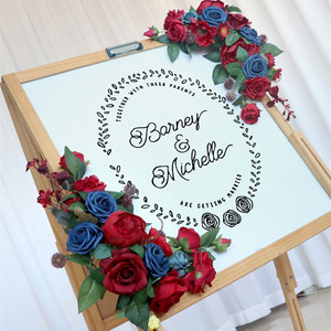 Bouquet de roses artificielles en soie bleu rose rouge incarnadine, en promotion, pour décoration de mariage - Product Image 2