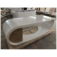 Bureau de bureau de luxe moderne de haute technologie, conception Unique de Table d'ordinateur de patron en pierre artificielle