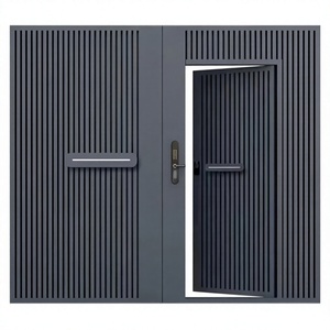 Porte d'entrée moderne en aluminium à lattes Archino |   Porte d'entrée intelligente pour villa <span class=keywords><strong>avec</strong></span> accès piétonnier - Product Image 1