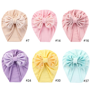 Liquidation vente nouvelle arrivée en mousseline de soie nœud chapeau coloré bébé doux haute extensible élastique Turban Top vente bébé Turban - Product Image 2
