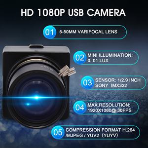 Cámara CCTV USB ELP Full HD 1080p H.264 de baja iluminación con lente de zoom varifocal de 5-50mm para inspección de automatización industrial - Product Image 2