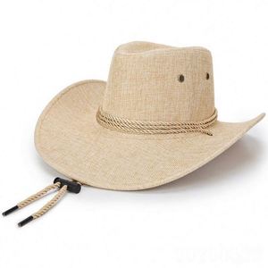 Chapeaux de cowboy en lin style printemps-été avec large bord pour la protection solaire, idéaux pour les voyages et la plage - Product Image 5