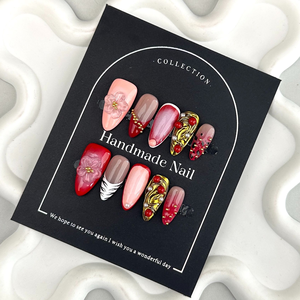 Uñas Postizas 3D con Flores Azules, Hechas a Mano, 10 Piezas, Decoración de Uñas de Lujo Reutilizables, Precio al por Mayor - Product Image 2